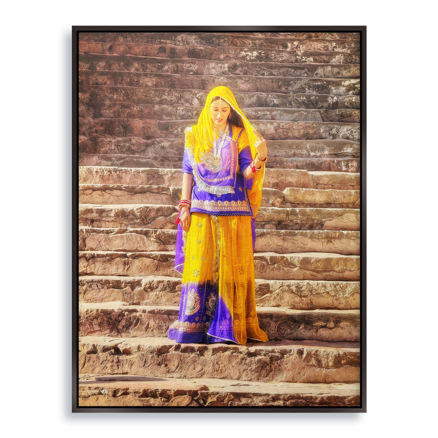 The Lady of Amber Fort - Fine Art Print in Floating Frame