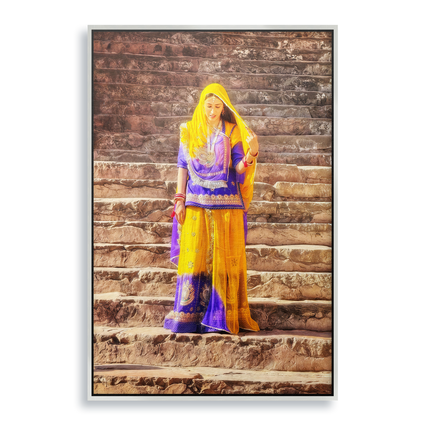 The Lady of Amber Fort - Fine Art Print in Floating Frame