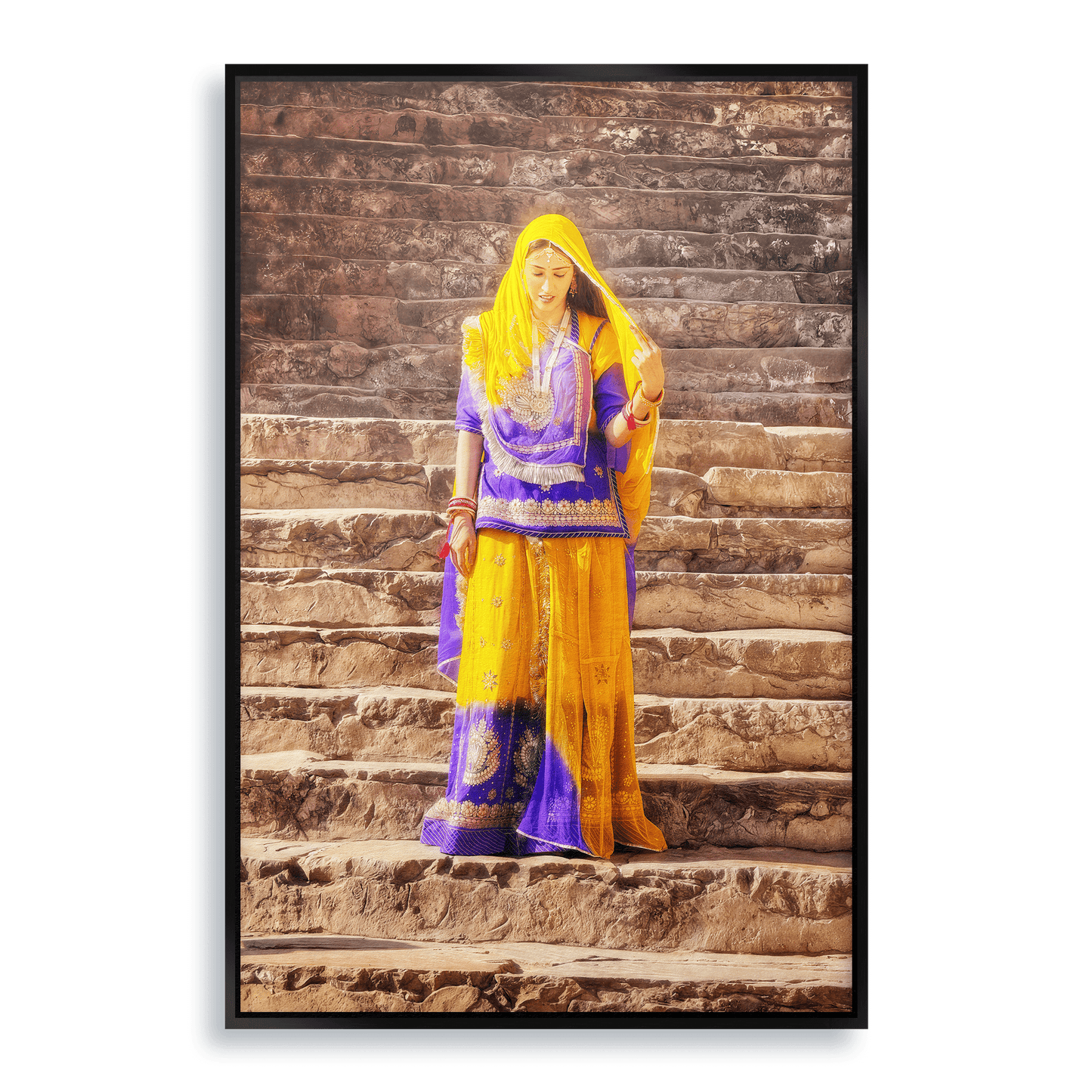The Lady of Amber Fort - Fine Art Print in Floating Frame - THE WORLD by Mr Fun