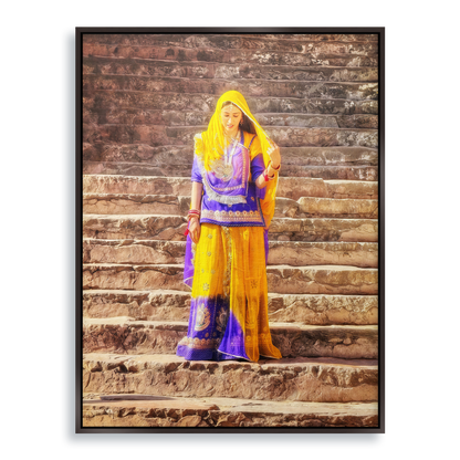 The Lady of Amber Fort - Fine Art Print in Floating Frame