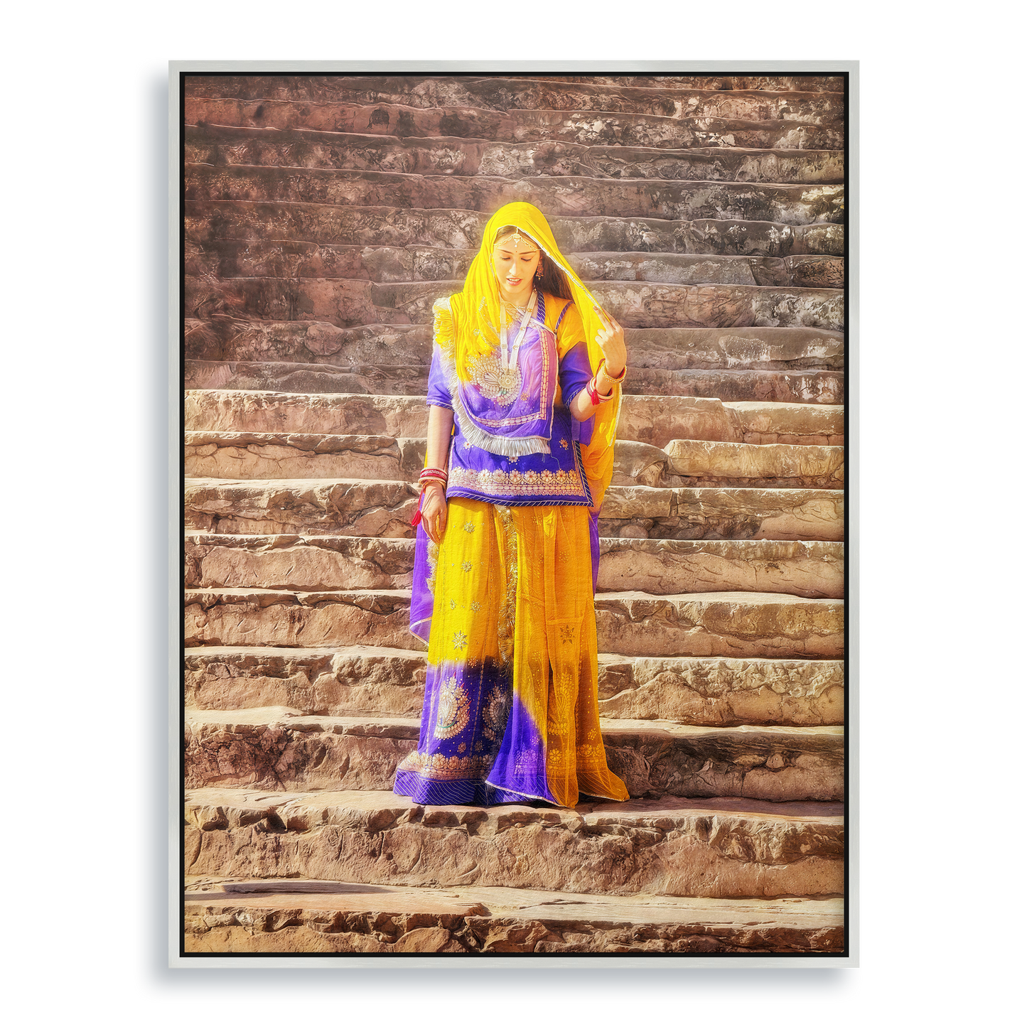 The Lady of Amber Fort - Fine Art Print in Floating Frame