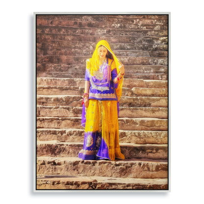 The Lady of Amber Fort - Fine Art Print in Floating Frame