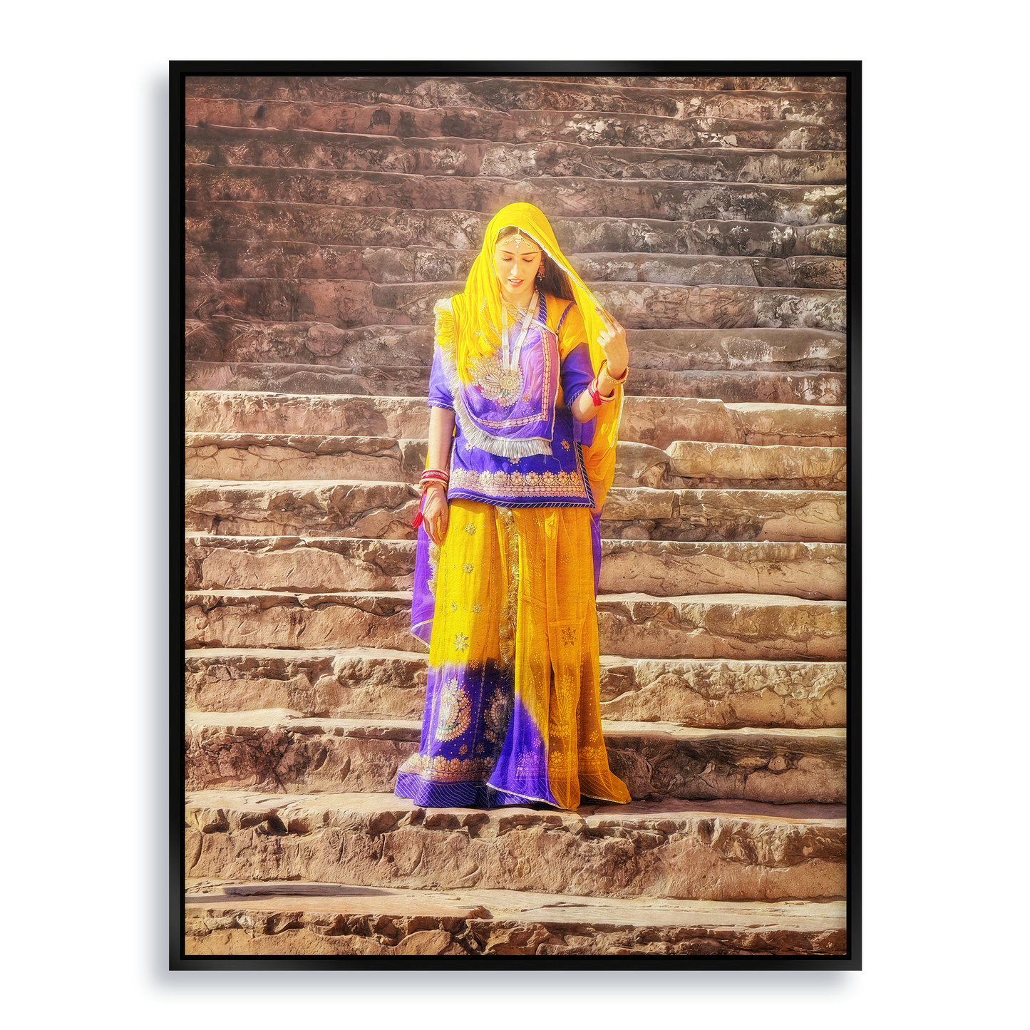 The Lady of Amber Fort - Fine Art Print in Floating Frame