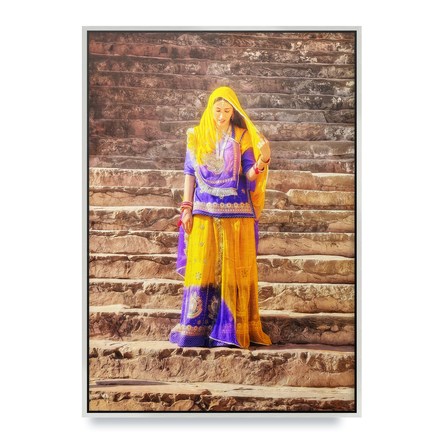 The Lady of Amber Fort - Fine Art Print in Floating Frame
