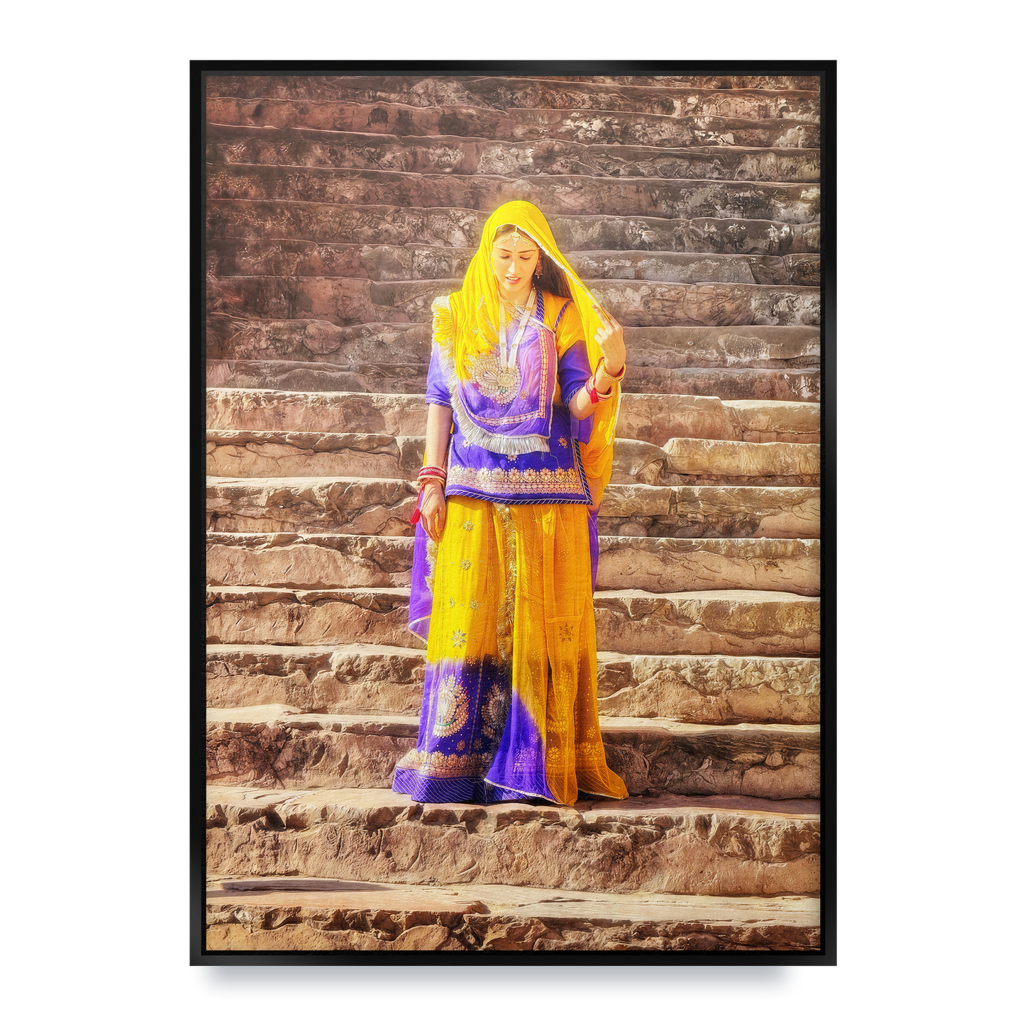 The Lady of Amber Fort - Fine Art Print in Floating Frame