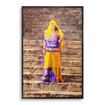 The Lady of Amber Fort - Fine Art Print in Floating Frame