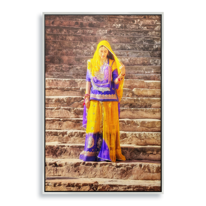 The Lady of Amber Fort - Fine Art Print in Floating Frame