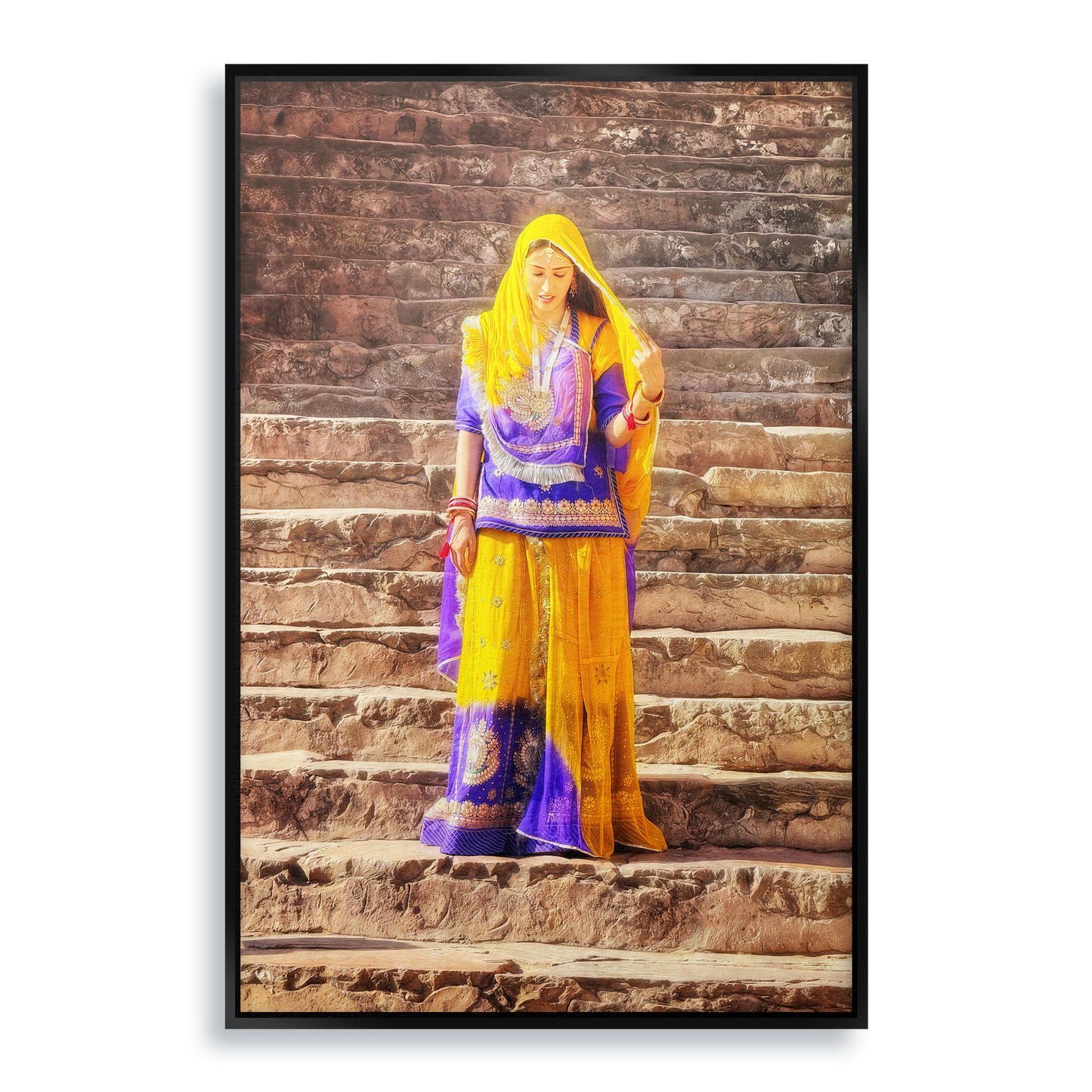 The Lady of Amber Fort - Fine Art Print in Floating Frame