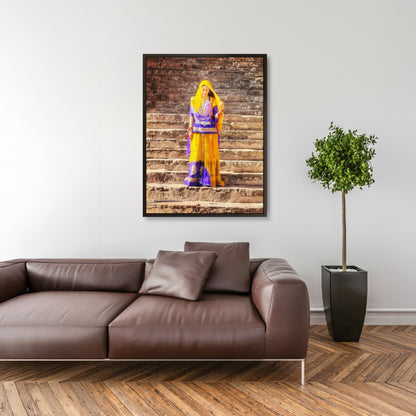The Lady of Amber Fort - Fine Art Print in Floating Frame